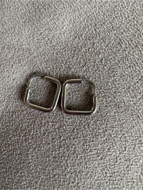 Square Silver Hoop Earrings - Minimal Women Accessories